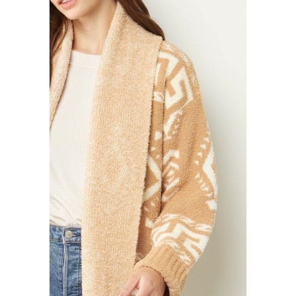 NEW Aztec Print Open Front Sweater Cardigan - Picture 3 of 6